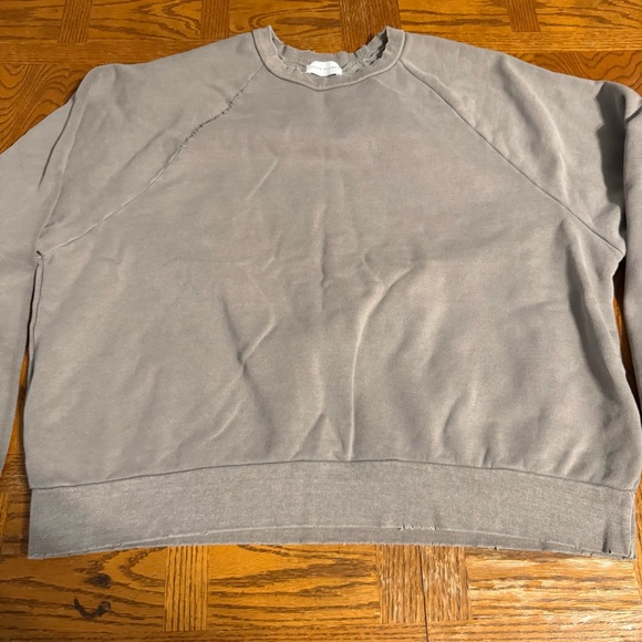 John Elliott Folsom Cropped Raglan Crew Sweater Sz 3 or L Distressed Boxy Fit - Picture 3 of 16